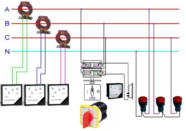 三相四線電表加互感器實物接線圖
